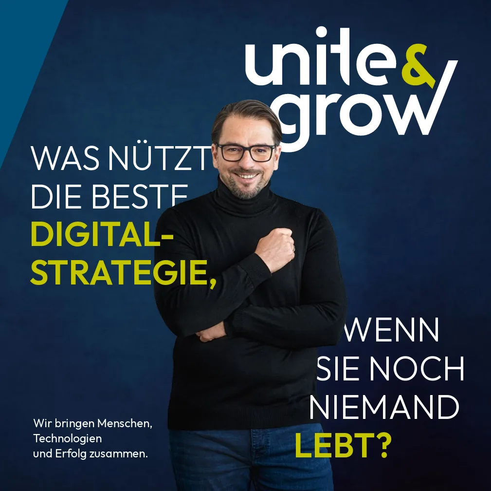 Titelseite der Unternehmensbroschüre von unite & grow